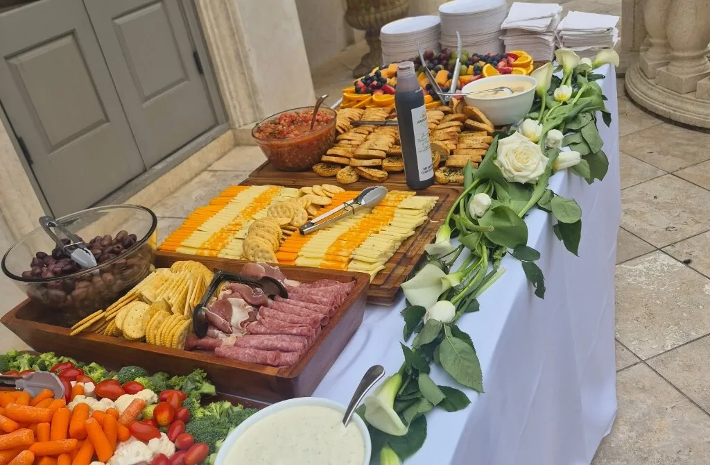 Full-service catering buffet set by Joe's Kitchen, Bar & Bakery, serving Hoover, Alabama